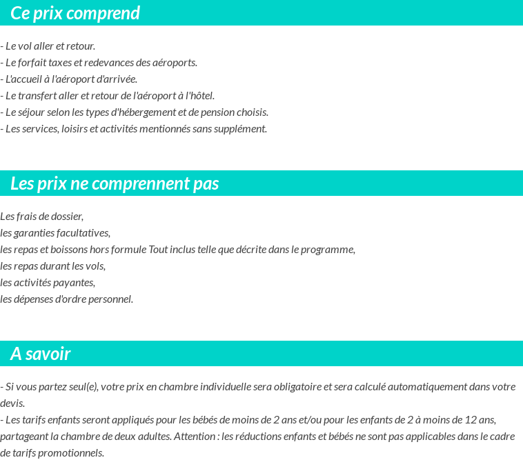 Conditions tarifaires