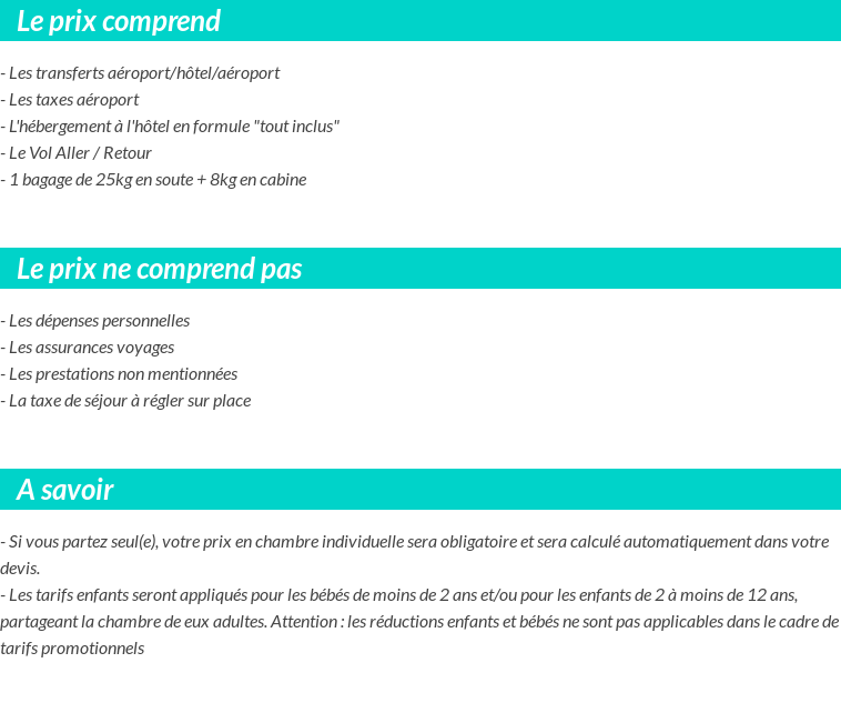 Conditions tarifaires