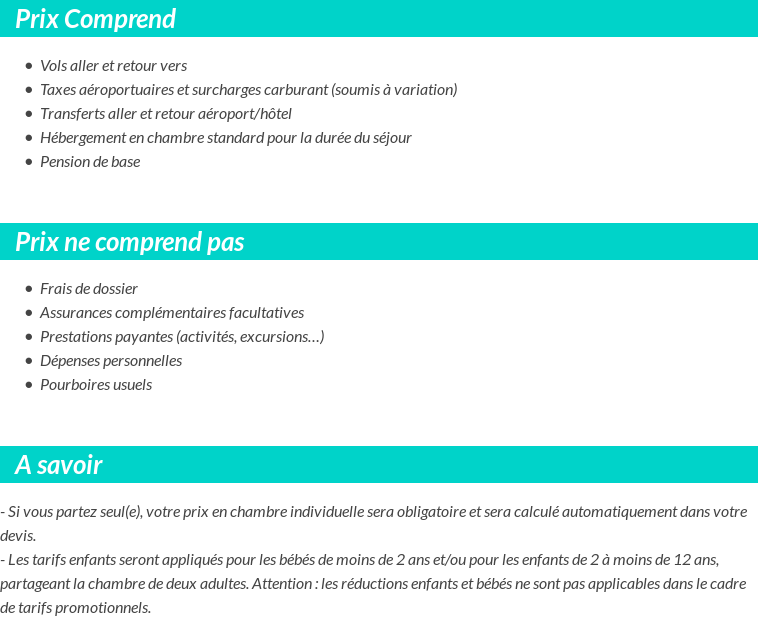 Conditions tarifaires