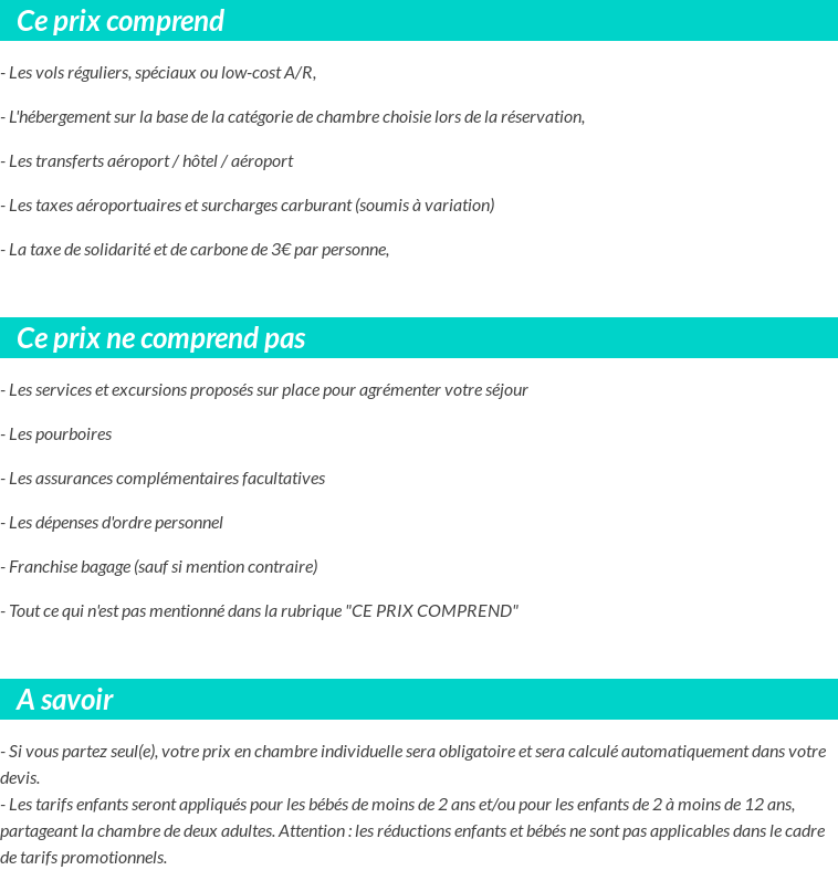 Conditions tarifaires