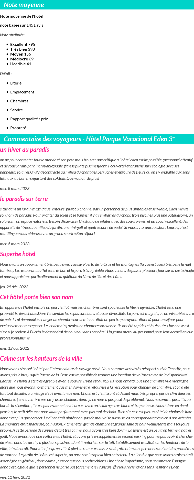 Avis clients