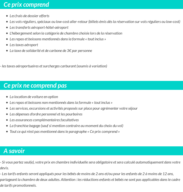 Conditions tarifaires