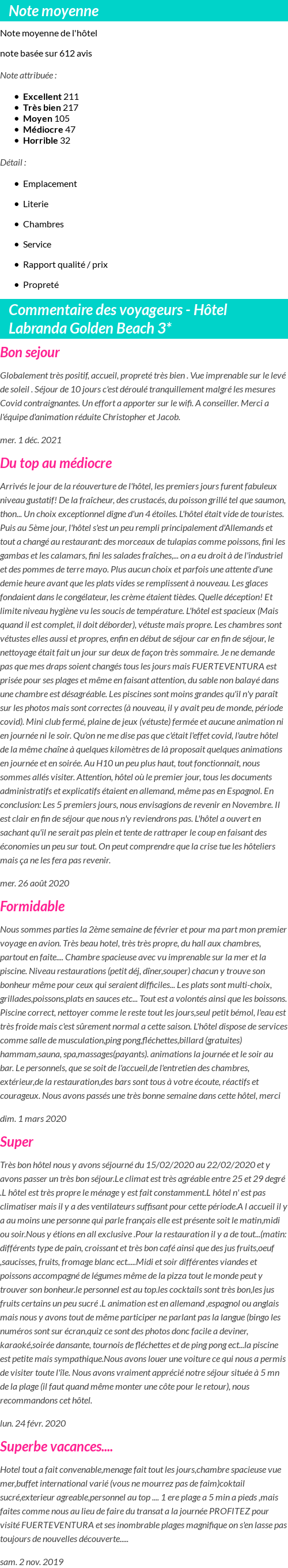 Avis clients