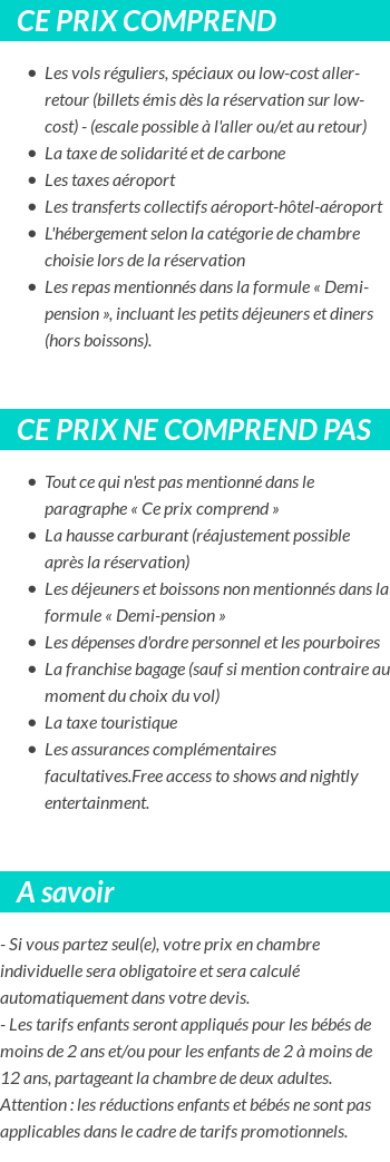 Conditions tarifaires