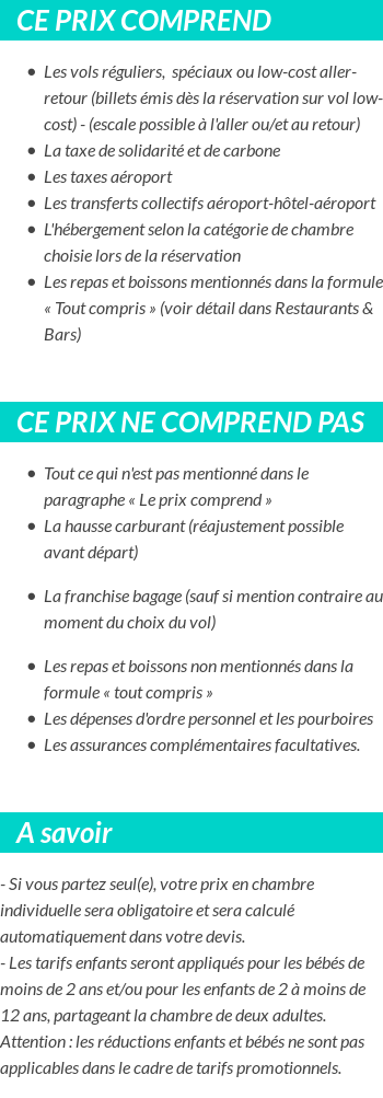 Conditions tarifaires