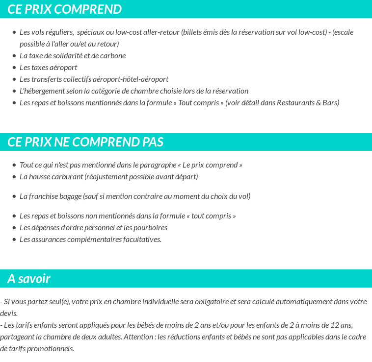 Conditions tarifaires
