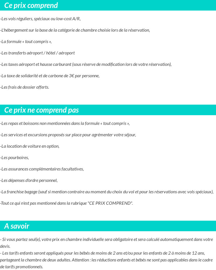 Conditions tarifaires