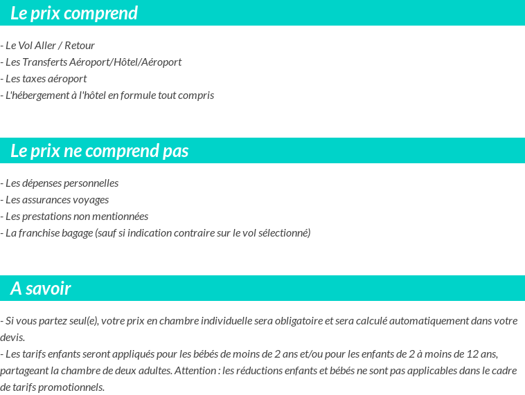 Conditions tarifaires