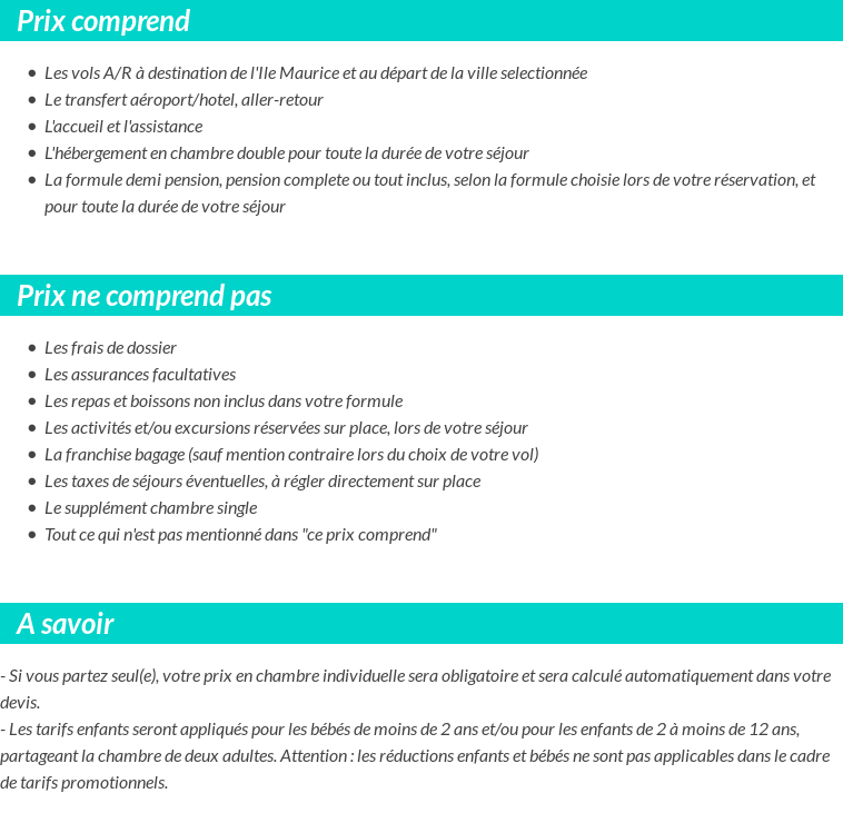 Conditions tarifaires