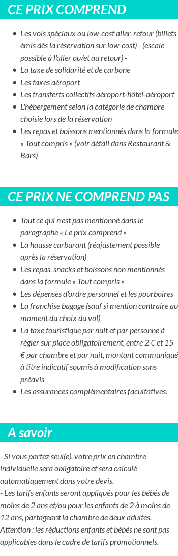 Conditions tarifaires