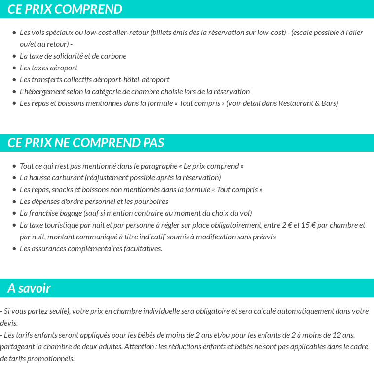 Conditions tarifaires