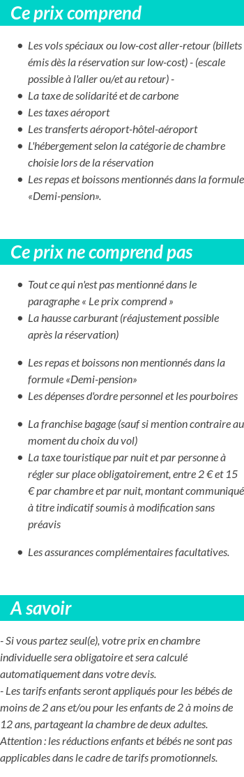 Conditions tarifaires