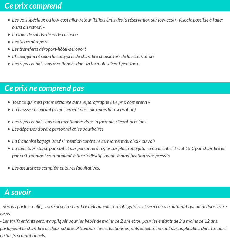 Conditions tarifaires