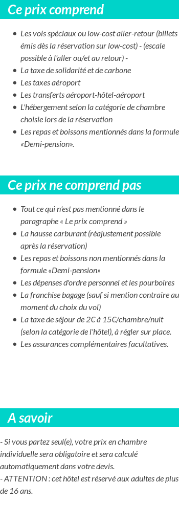 Conditions tarifaires