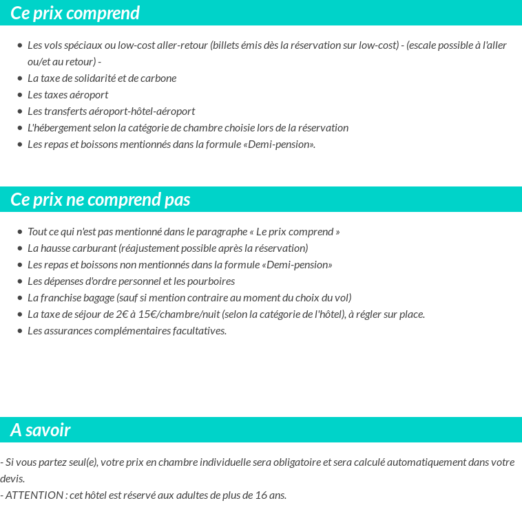 Conditions tarifaires