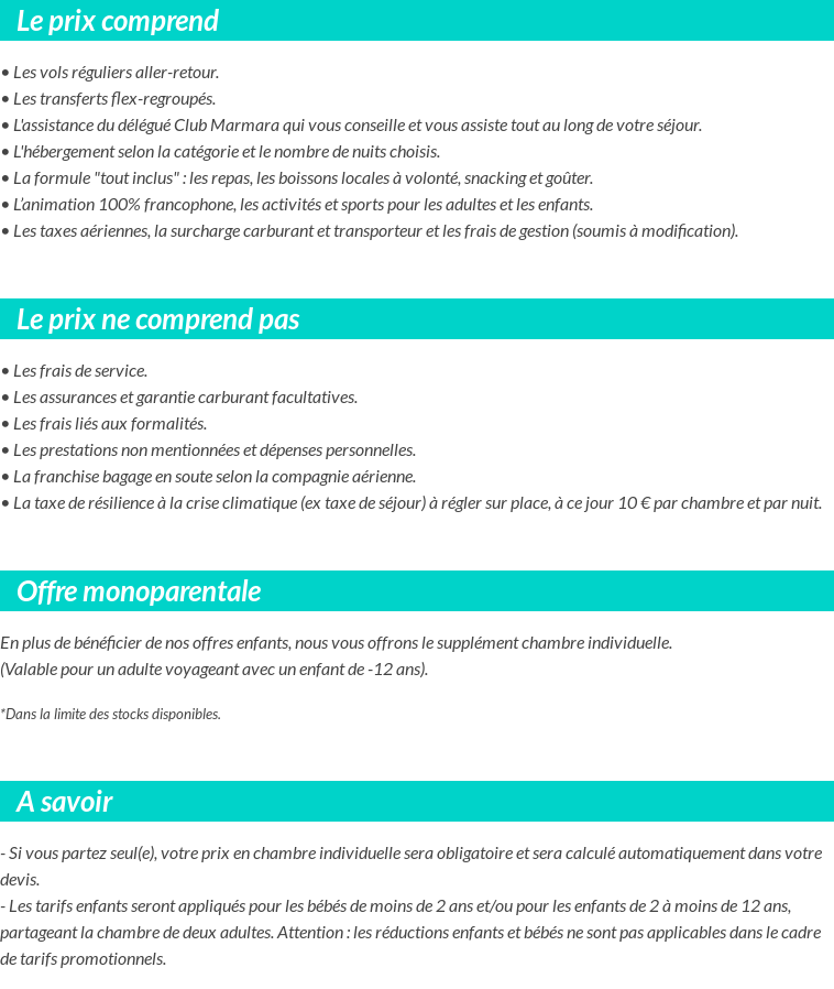 Conditions tarifaires