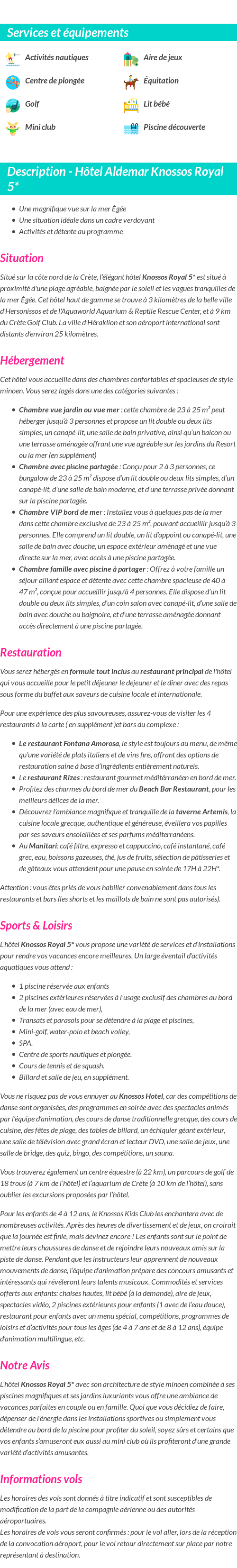 Détails du séjour