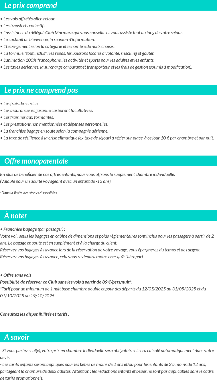 Conditions tarifaires