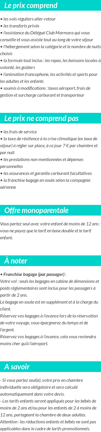 Conditions tarifaires