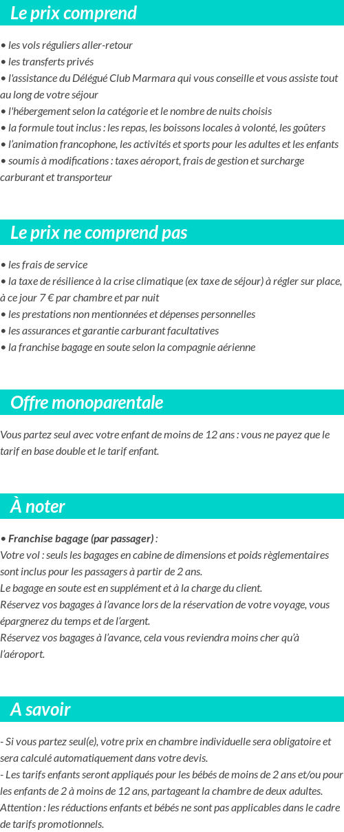 Conditions tarifaires