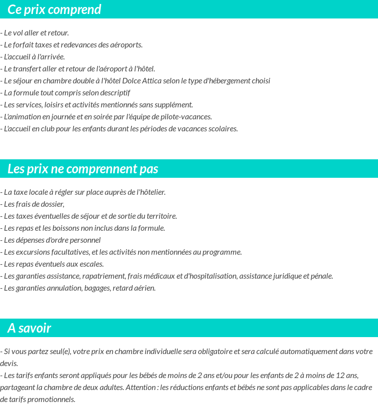Conditions tarifaires