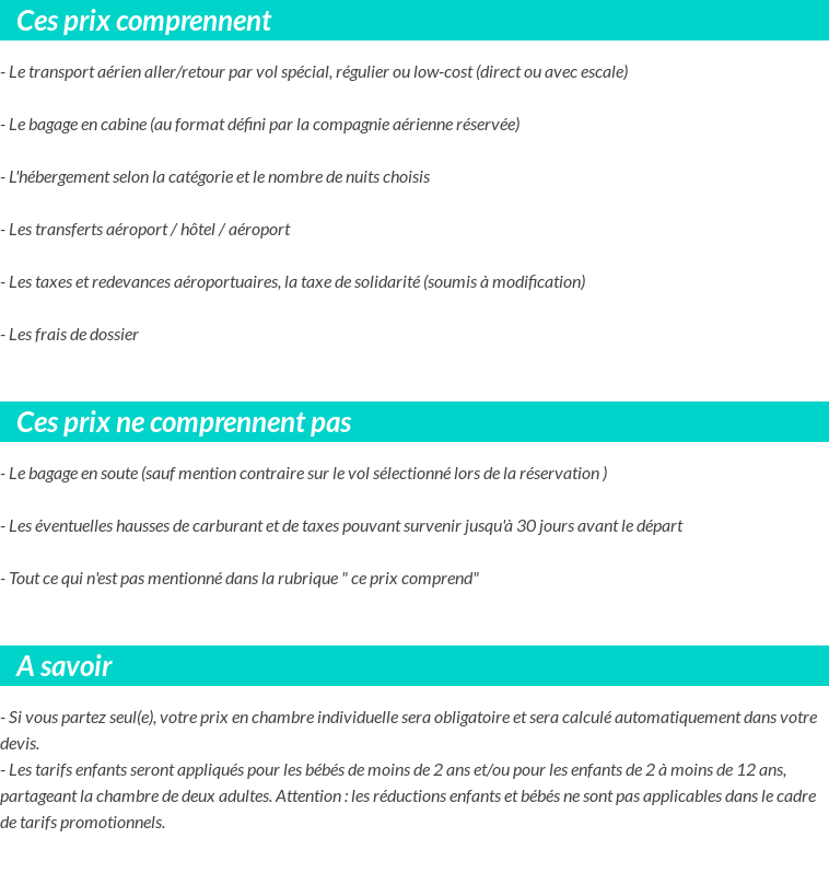 Conditions tarifaires
