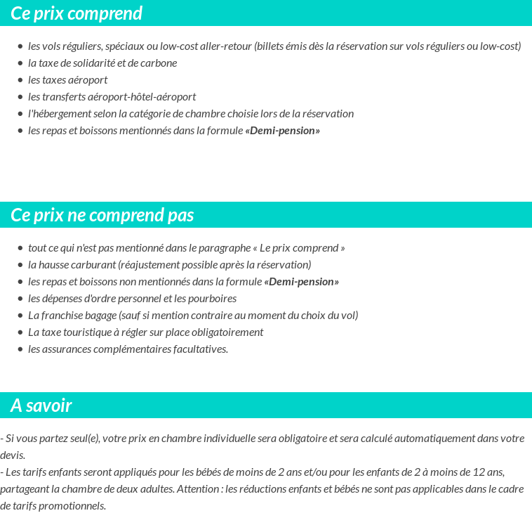Conditions tarifaires