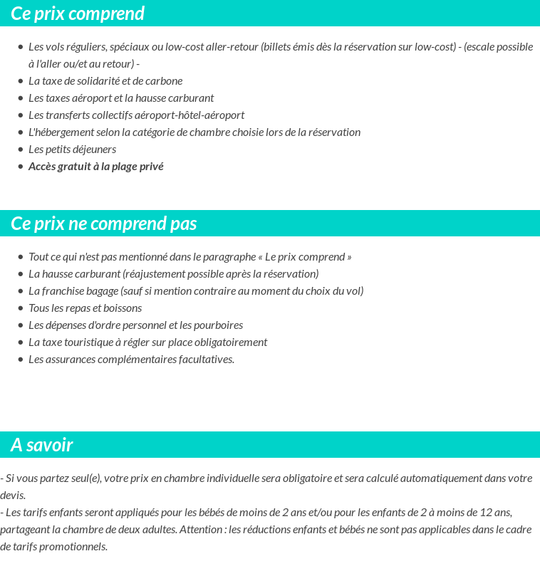Conditions tarifaires
