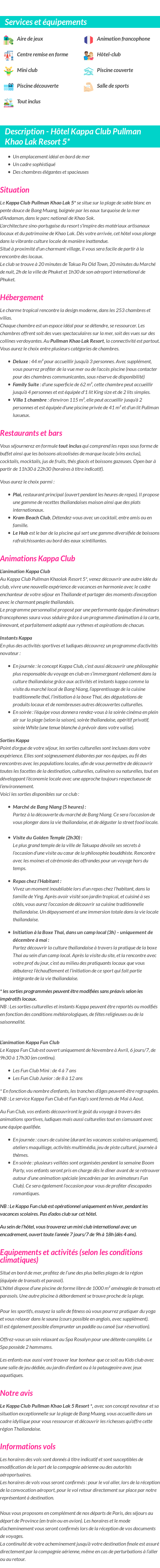 Détails du séjour