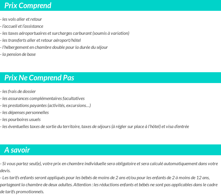 Conditions tarifaires