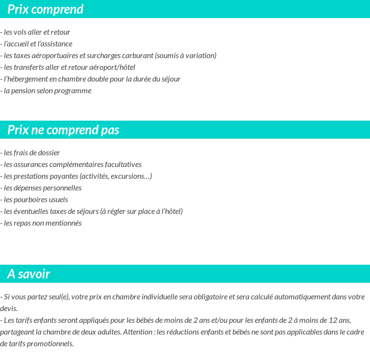 Conditions tarifaires