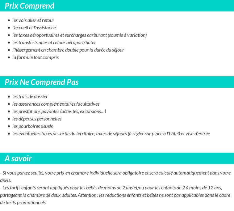 Conditions tarifaires