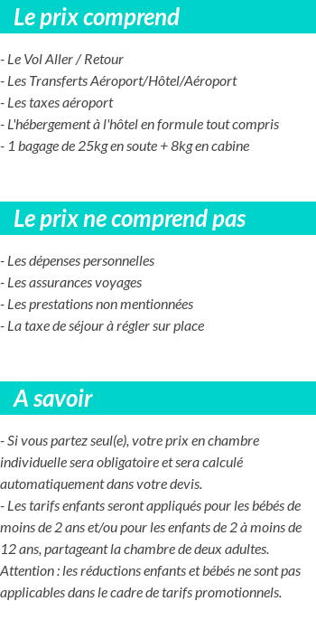 Conditions tarifaires