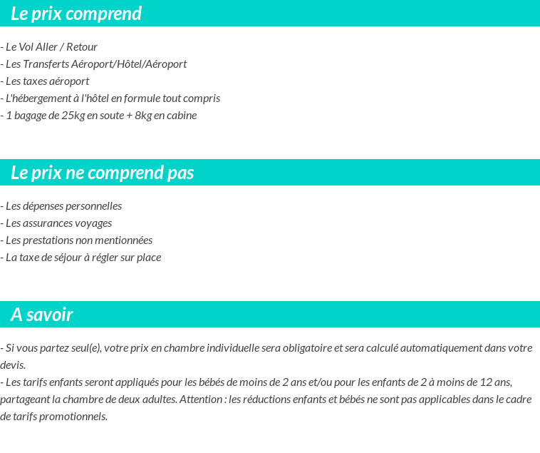 Conditions tarifaires