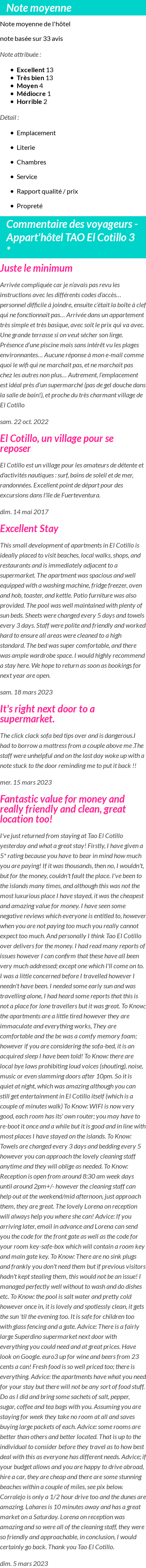 Avis clients