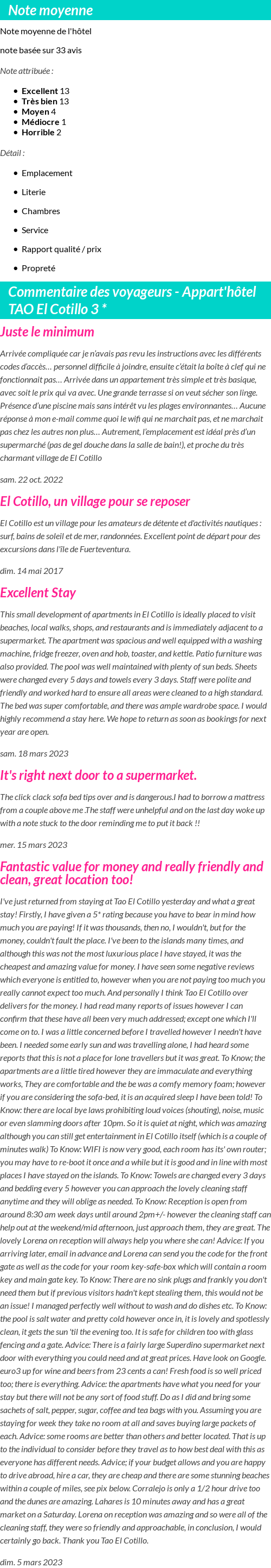 Avis clients