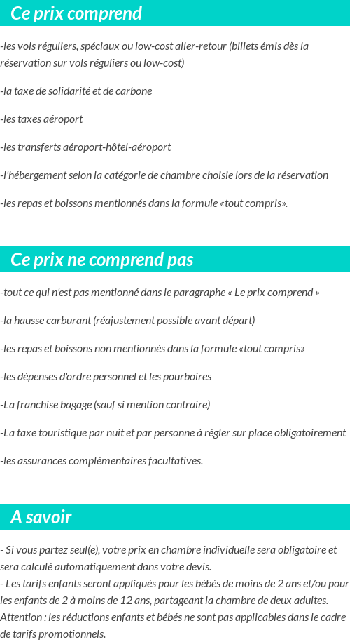 Conditions tarifaires