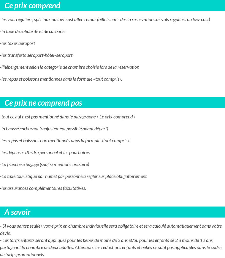 Conditions tarifaires