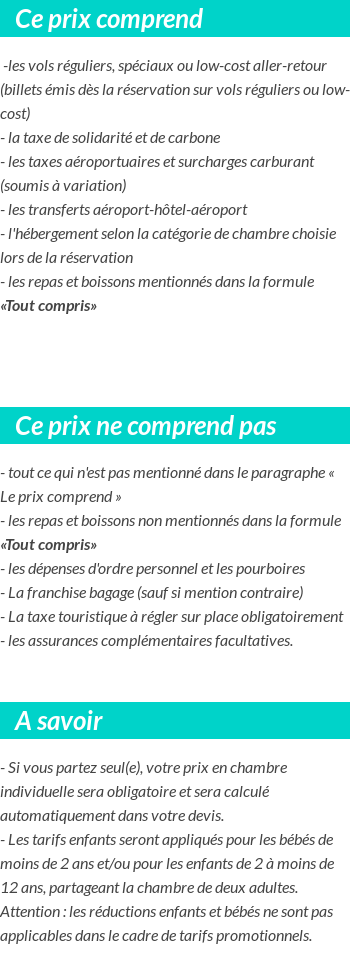 Conditions tarifaires