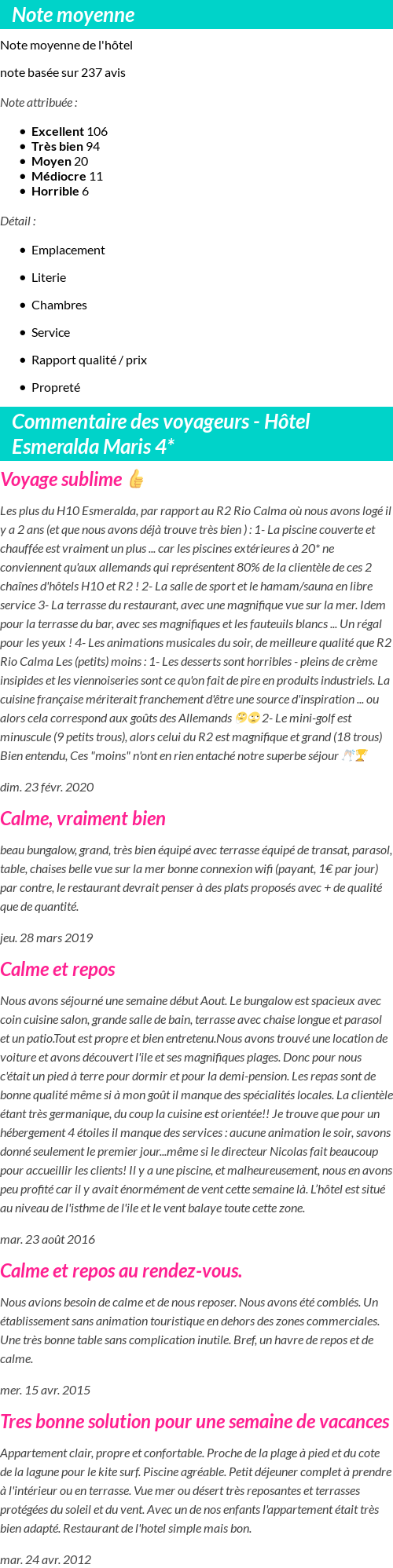 Avis clients