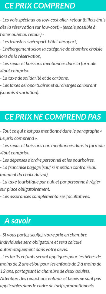 Conditions tarifaires