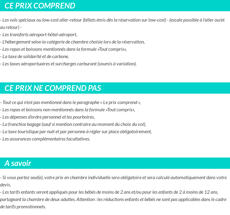 Conditions tarifaires