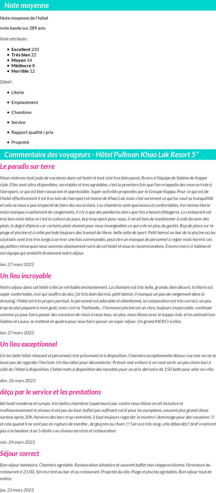 Avis clients