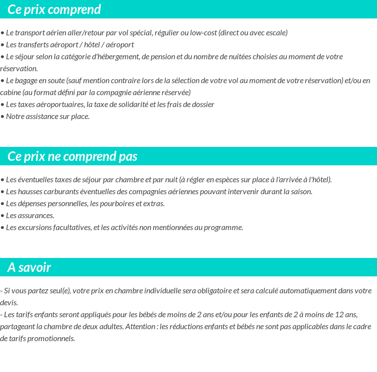 Conditions tarifaires