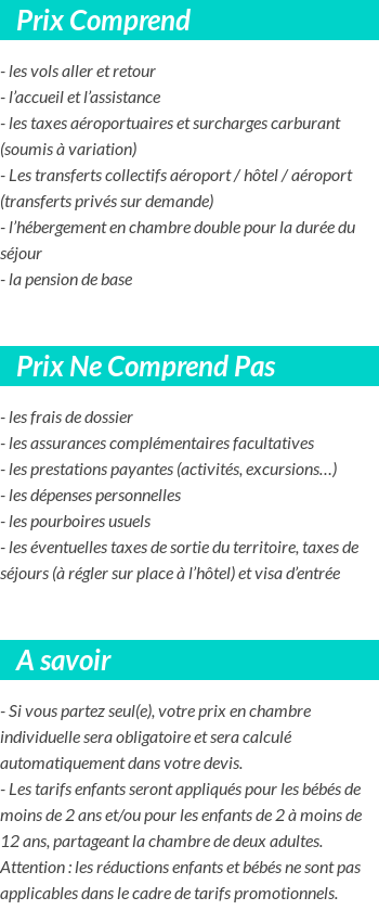 Conditions tarifaires