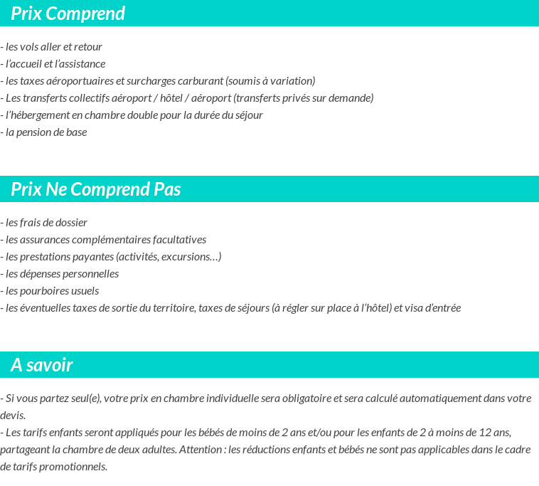 Conditions tarifaires