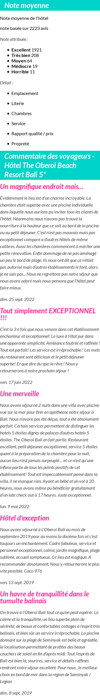Avis clients