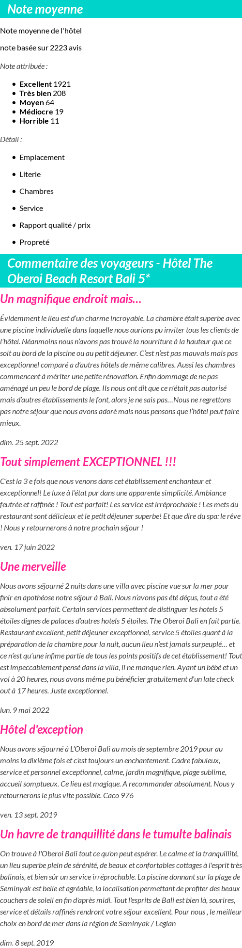 Avis clients