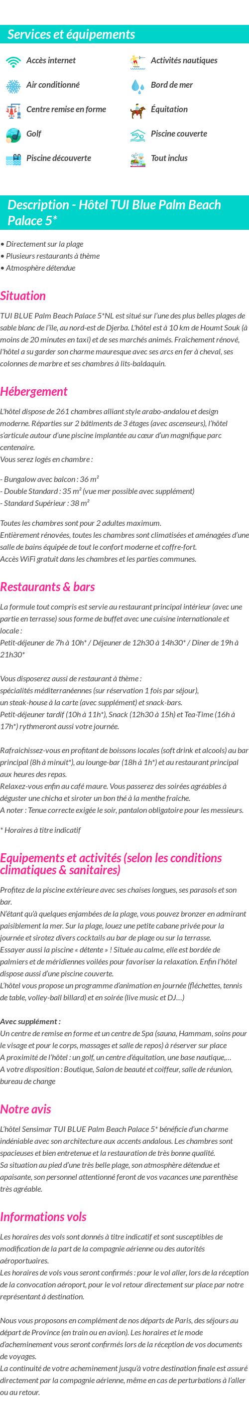 Détails du séjour