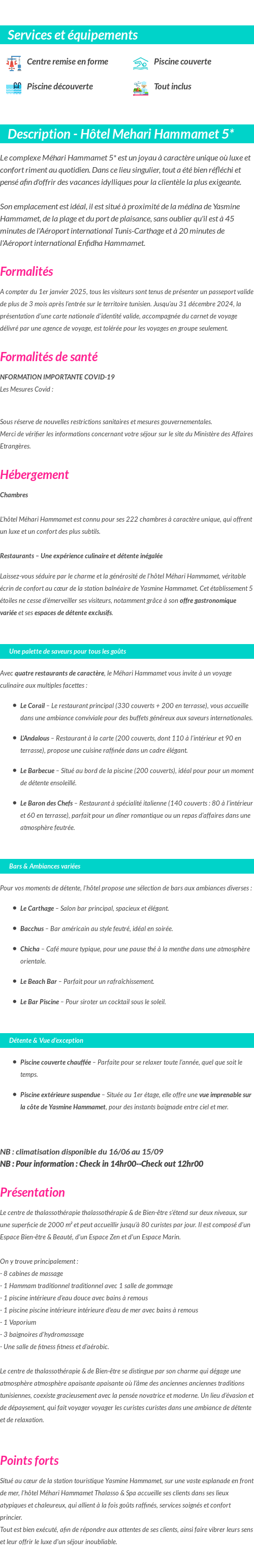 Détails du séjour